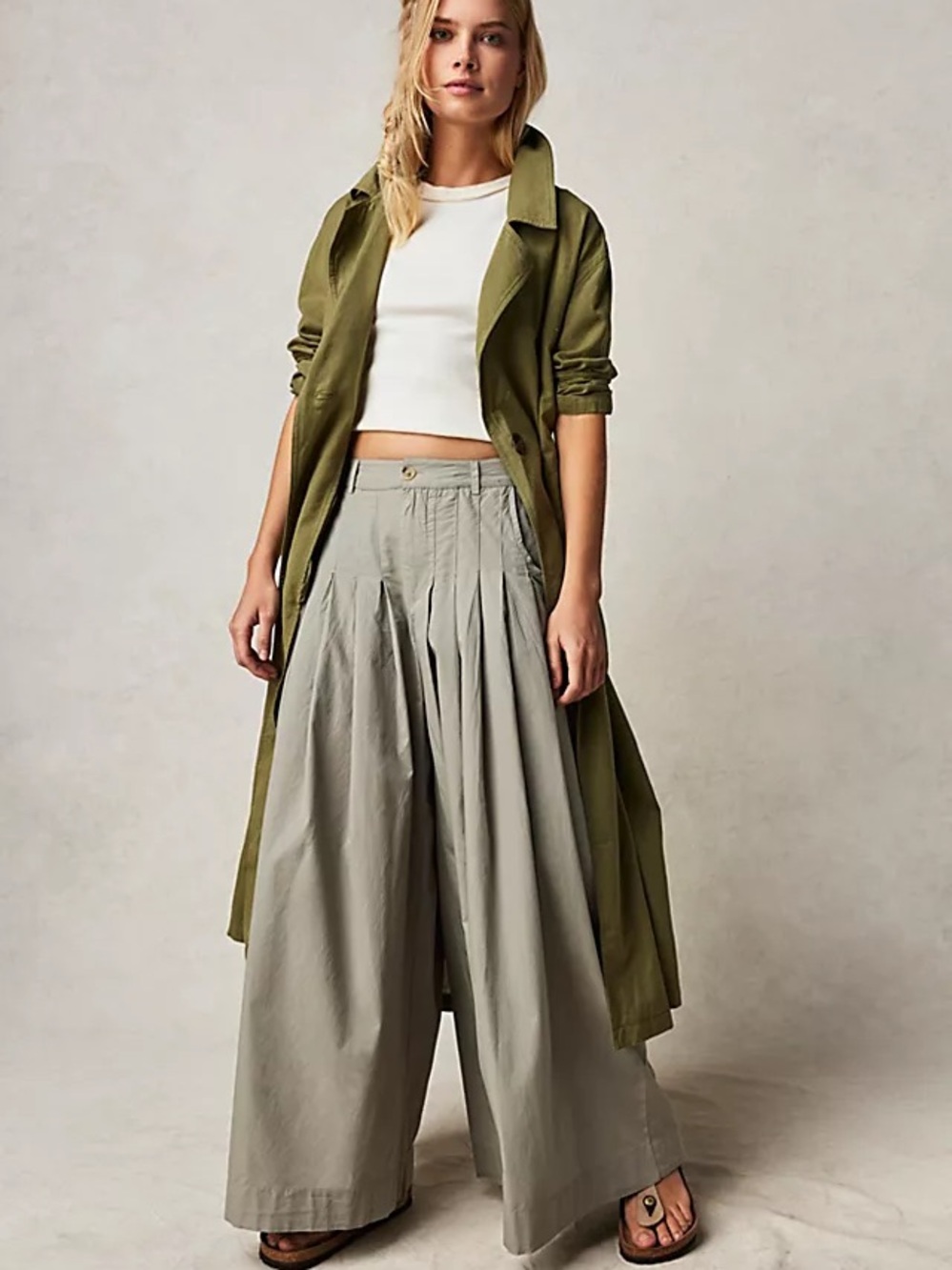 FREE PEOPLE Cassia Pleated cotton black Ultra Wide Leg Trouser Pants 12 large - Picture 16 of 16